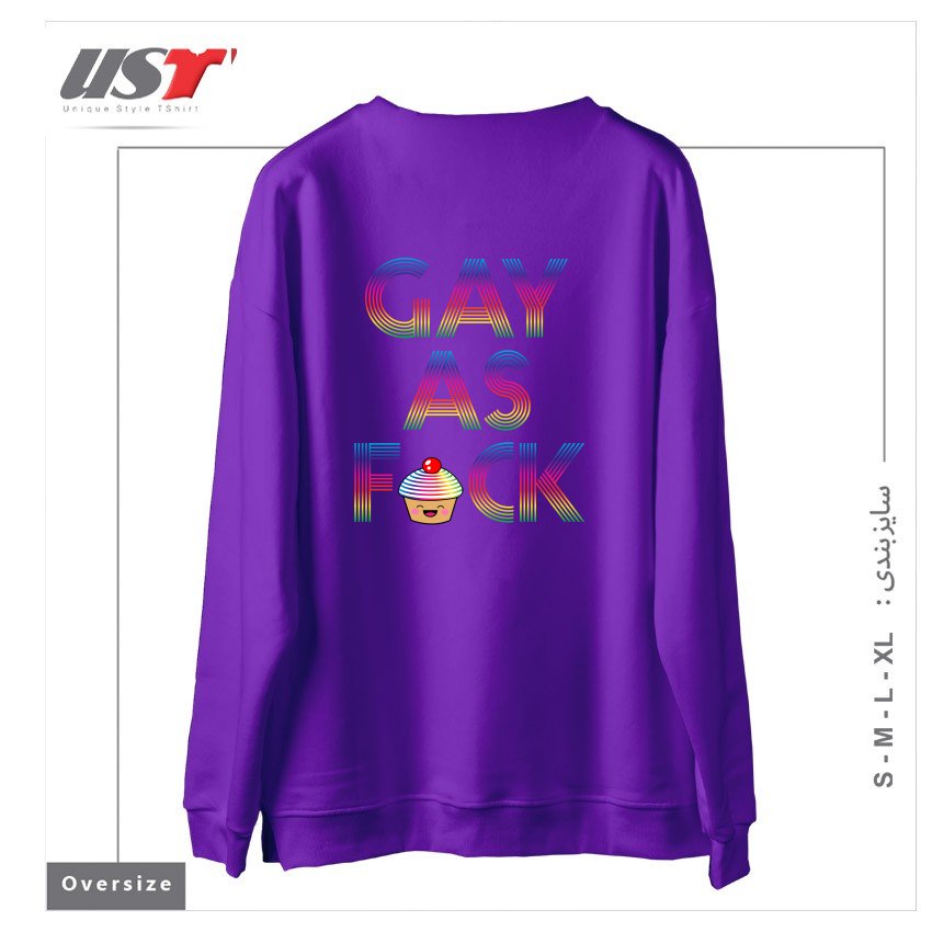 طرح GAY AS FCK سوییشرت اورسایزرنگ بنفش