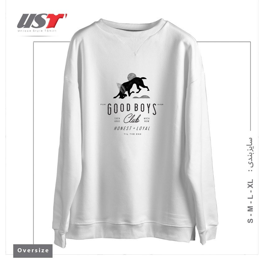 طرح GOOD BOYS CLUB سوییشرت اورسایزرنگ سفید