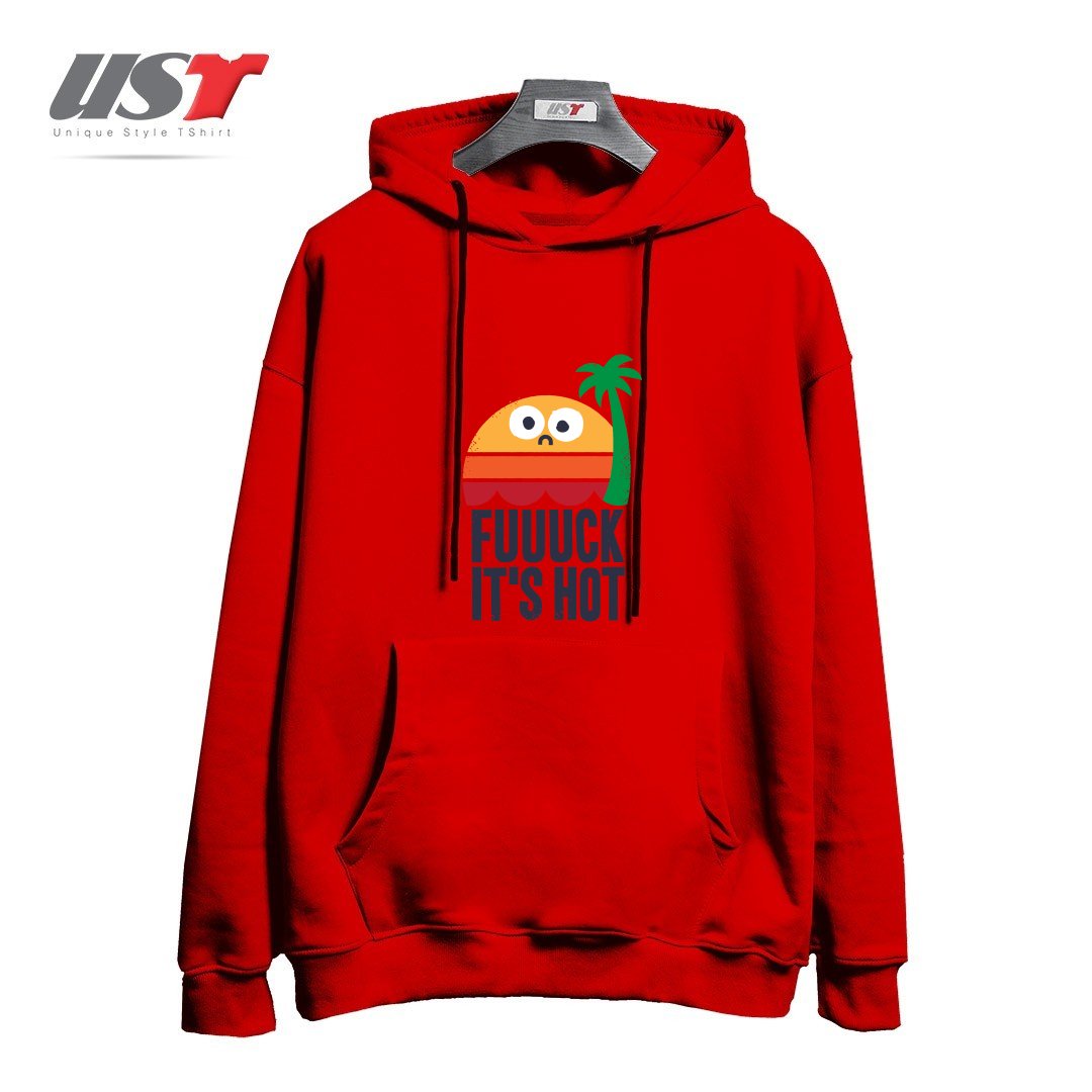 طرح HEATED RHETORIC هودی اورسایزرنگ قرمز