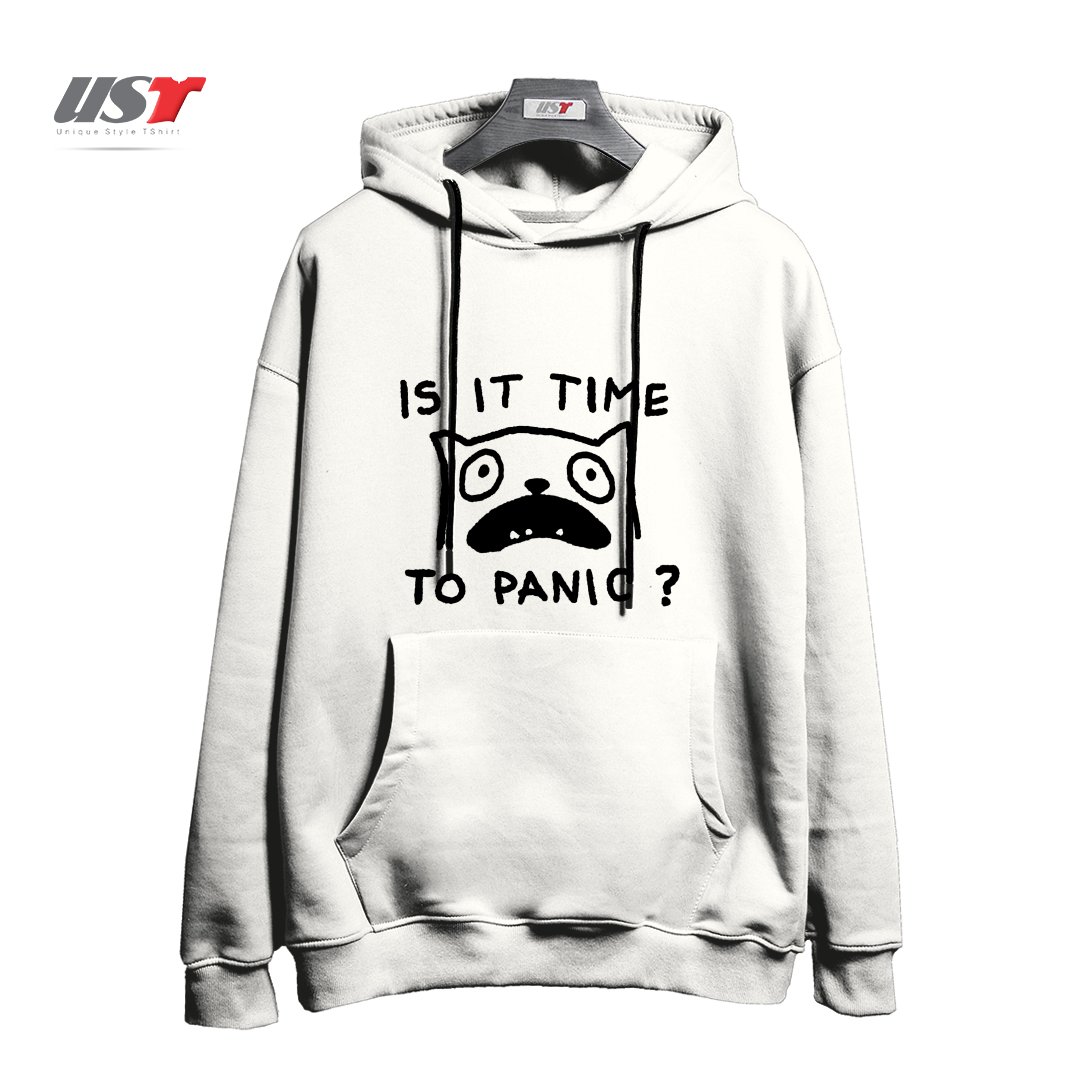 طرح IS IT TIME TO PANIC هودی اورسایزرنگ سفید