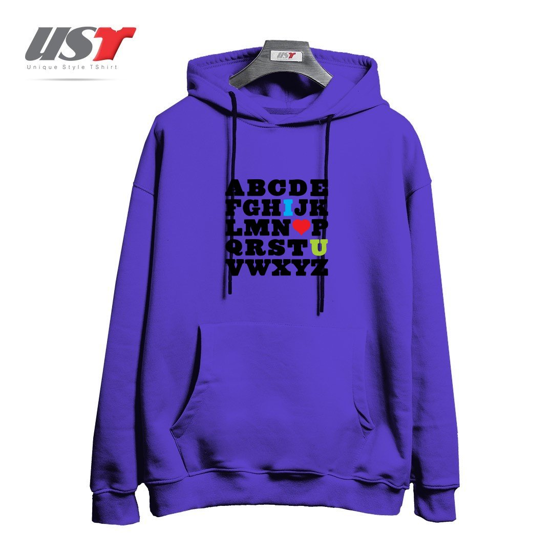 طرح LOVE YOUR FELLOW AS YOURSELF هودی اورسایزرنگ بنفش