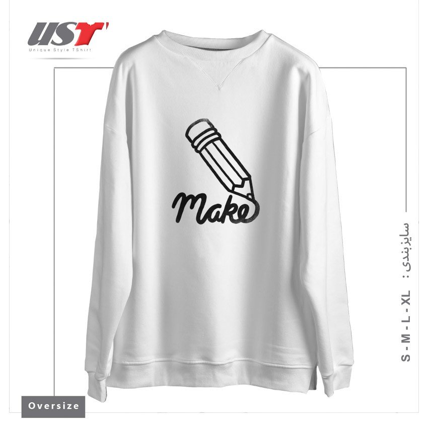 طرح MAKE  ALEX SOLIS DTG سوییشرت اورسایزرنگ سفید