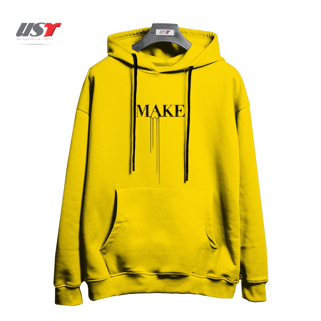 طرح MAKE هودی اورسایزرنگ زرد