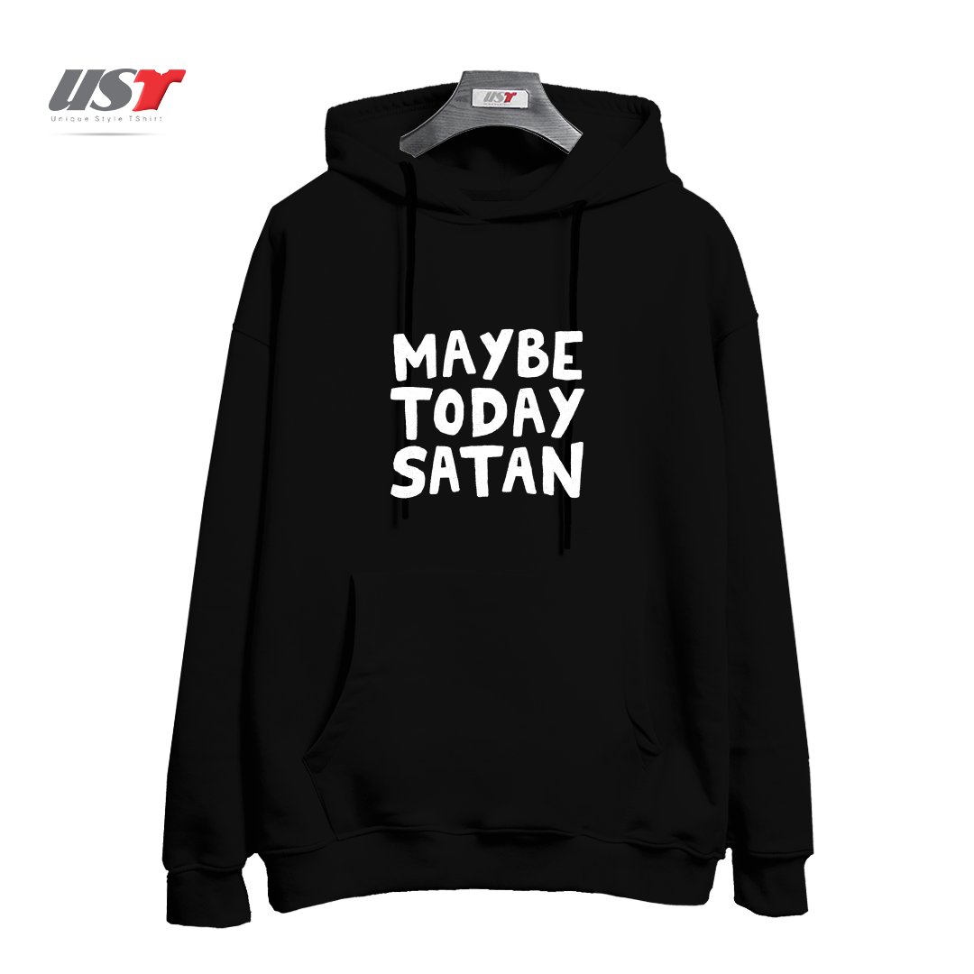 طرح MAYBE TODAY SATAN هودی اورسایزرنگ مشکی