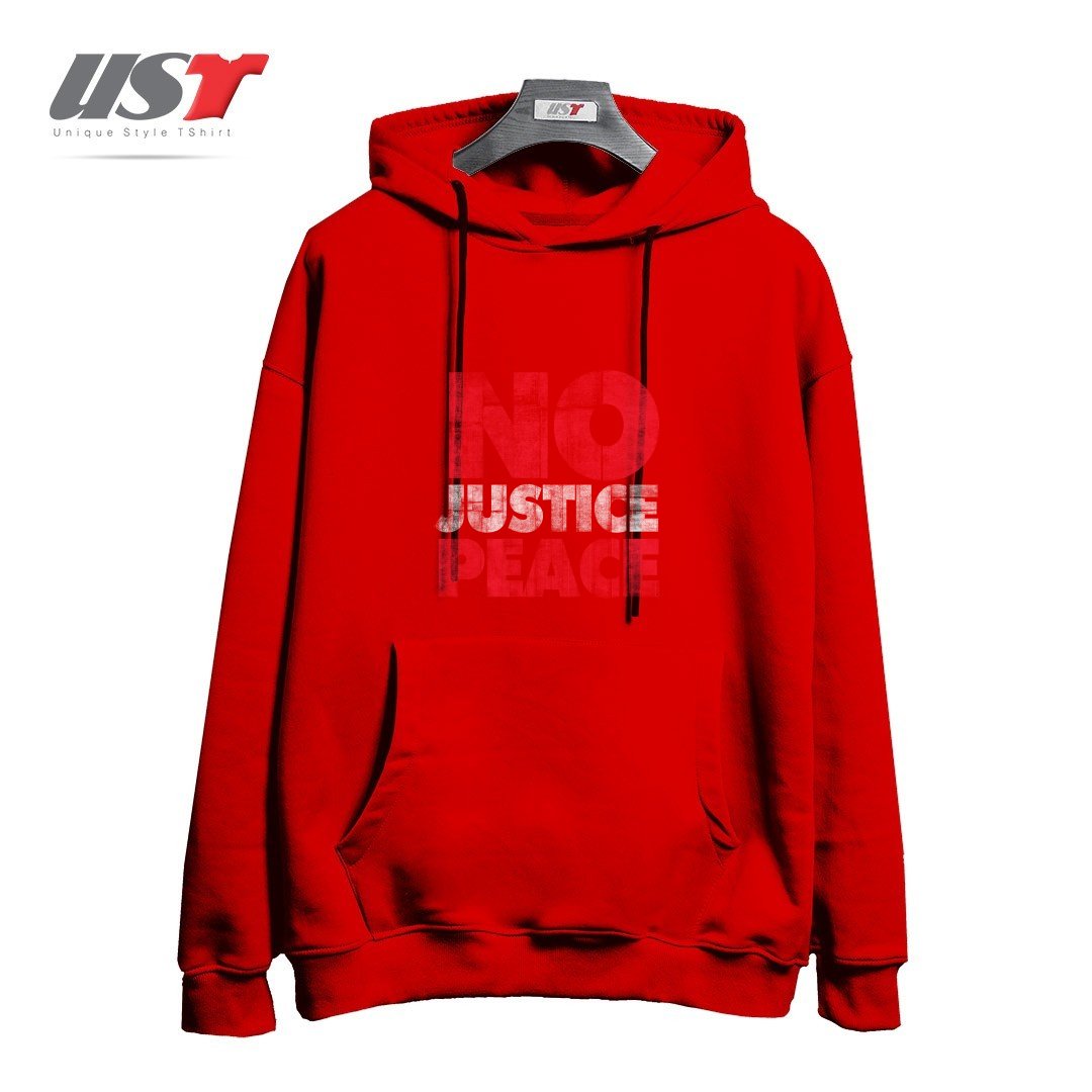 طرح NO JUSTICE NO PEACE هودی اورسایزرنگ قرمز