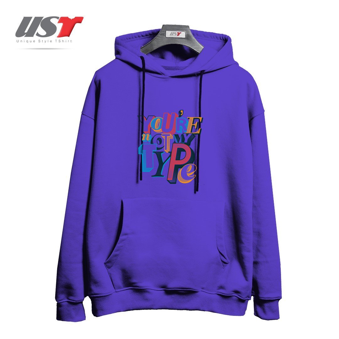 هودی اورسایز طرح NOT MY TYPE
