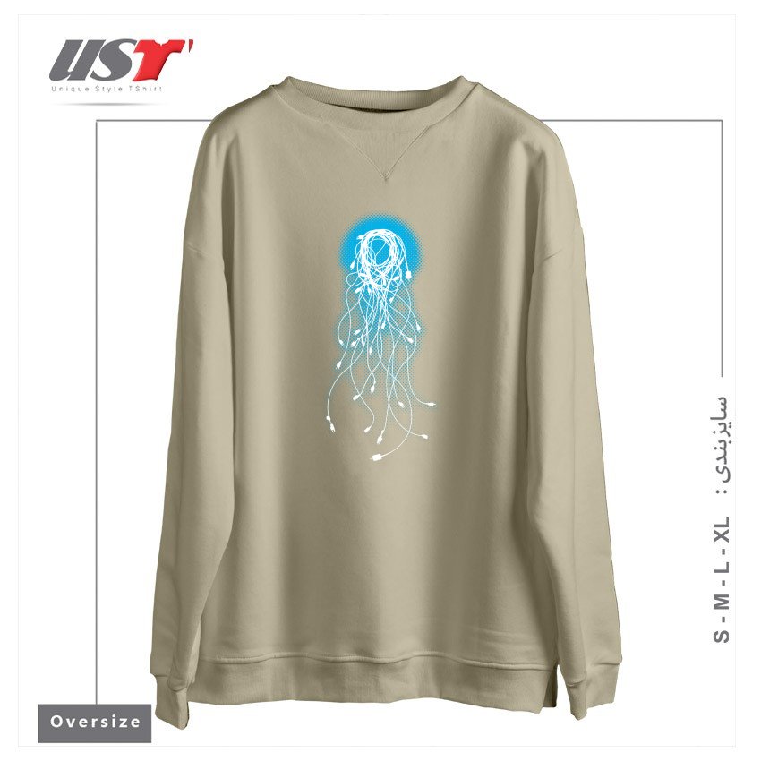سوییشرت اورسایز طرح ELECTRIC JELLYFISH
