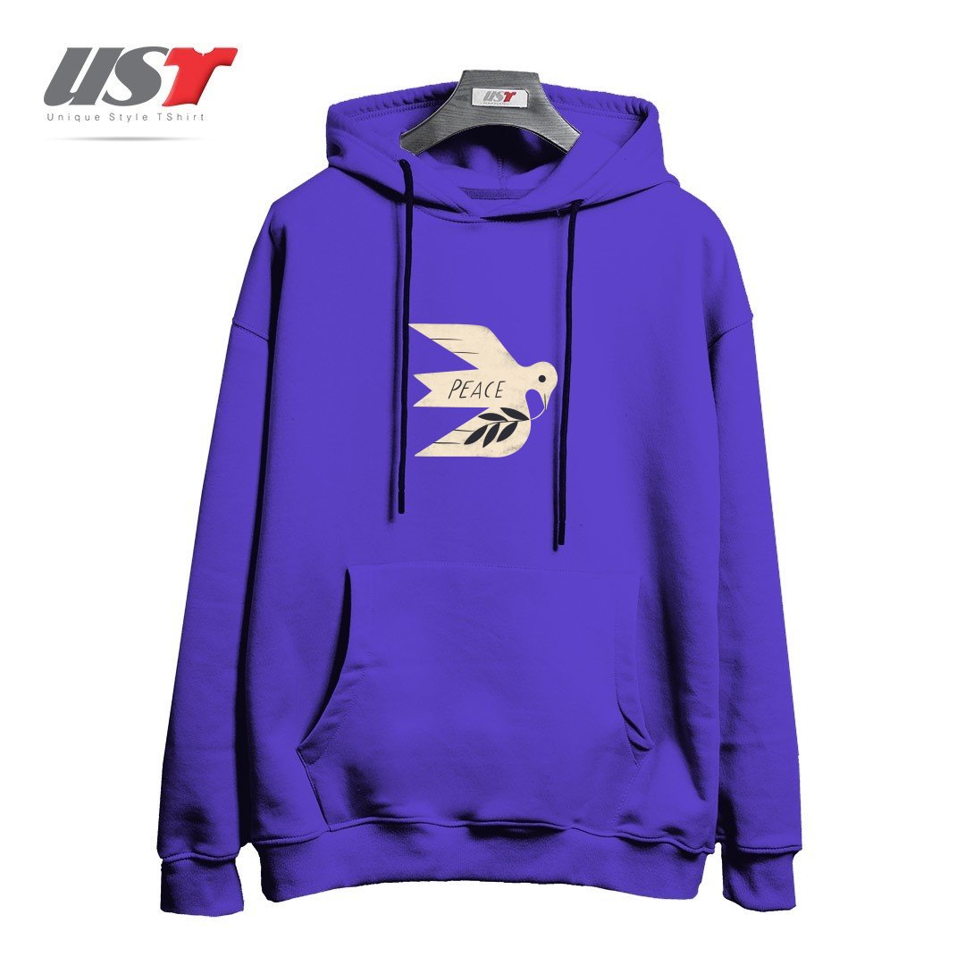 طرح PEACE DOVE هودی اورسایزرنگ بنفش