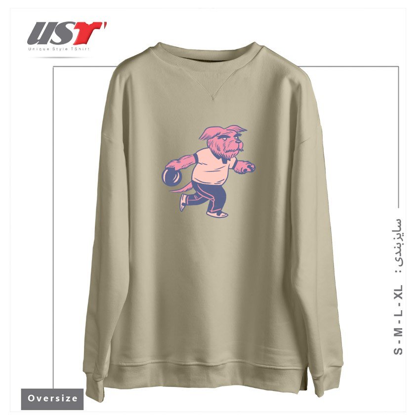 طرح ALLEY DOG سوییشرت اورسایزرنگ نخودی