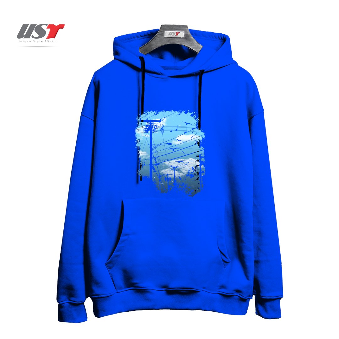 طرح ELECTRIC MUSIC CITY هودی اورسایزرنگ آبی شالی