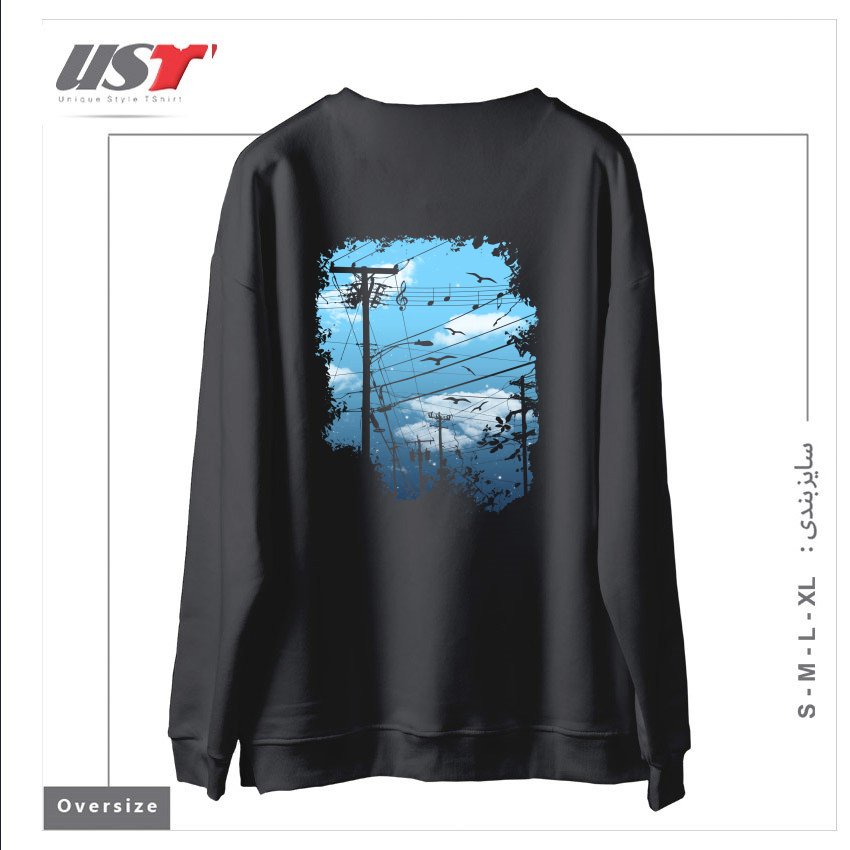 طرح ELECTRIC MUSIC CITY سوییشرت اورسایزرنگ دودی