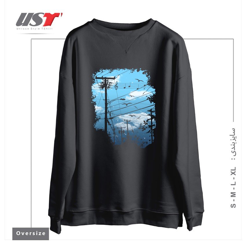 طرح ELECTRIC MUSIC CITY سوییشرت اورسایزرنگ دودی