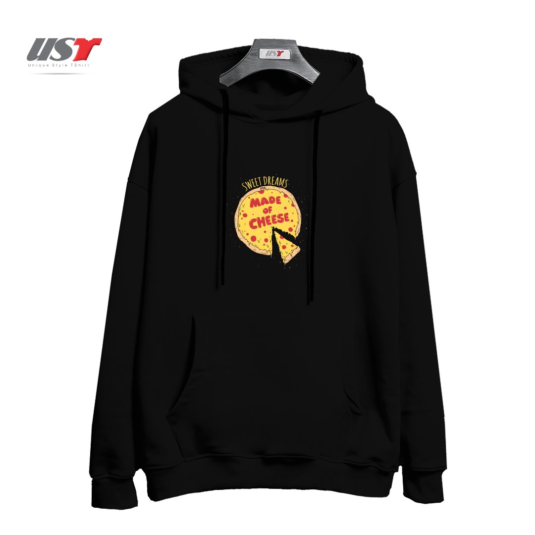 طرح SWEET DREAMS ARE MADE OF CHEESE هودی اورسایزرنگ مشکی