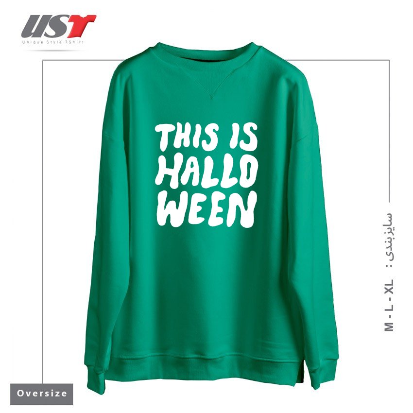 طرح THIS IS HALLOWEEN سوییشرت اورسایزرنگ سبز سدری