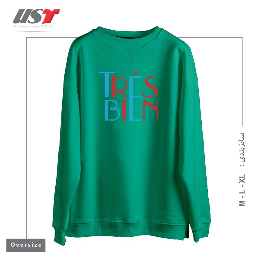 طرح TRES BIEN سوییشرت اورسایزرنگ سبز سدری