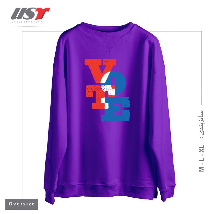 طرح VOTE سوییشرت اورسایزرنگ بنفش