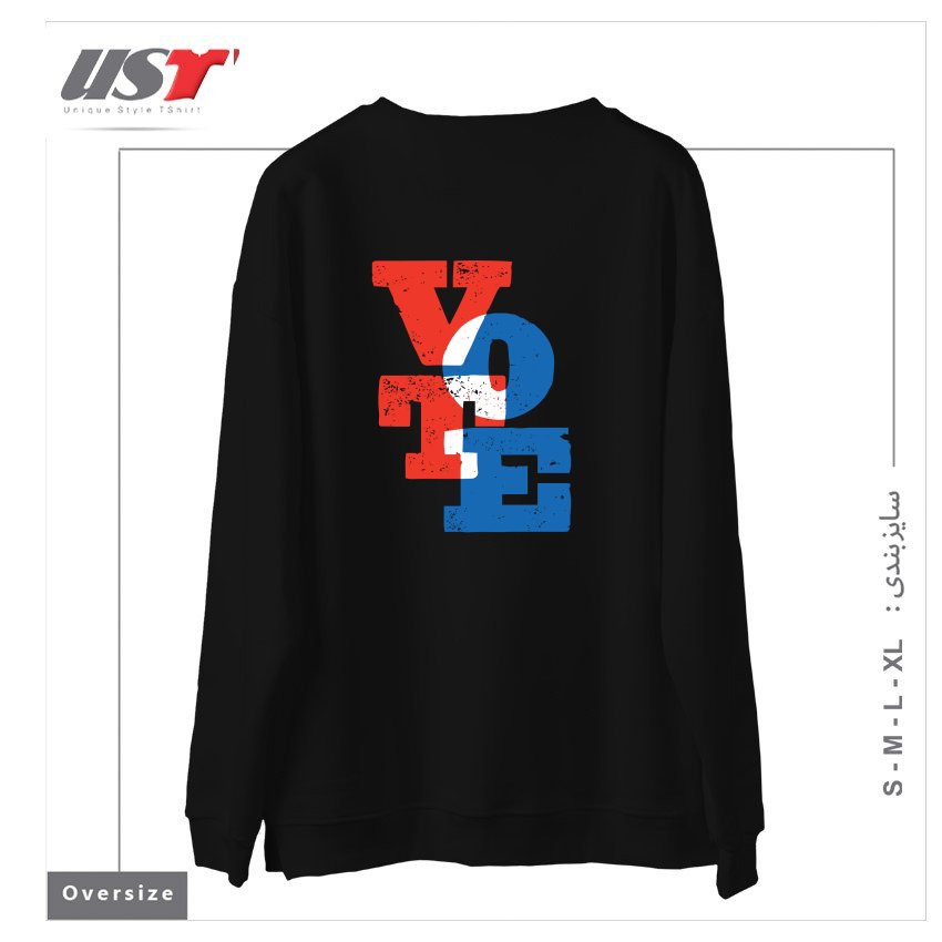 طرح VOTE سوییشرت اورسایزرنگ مشکی