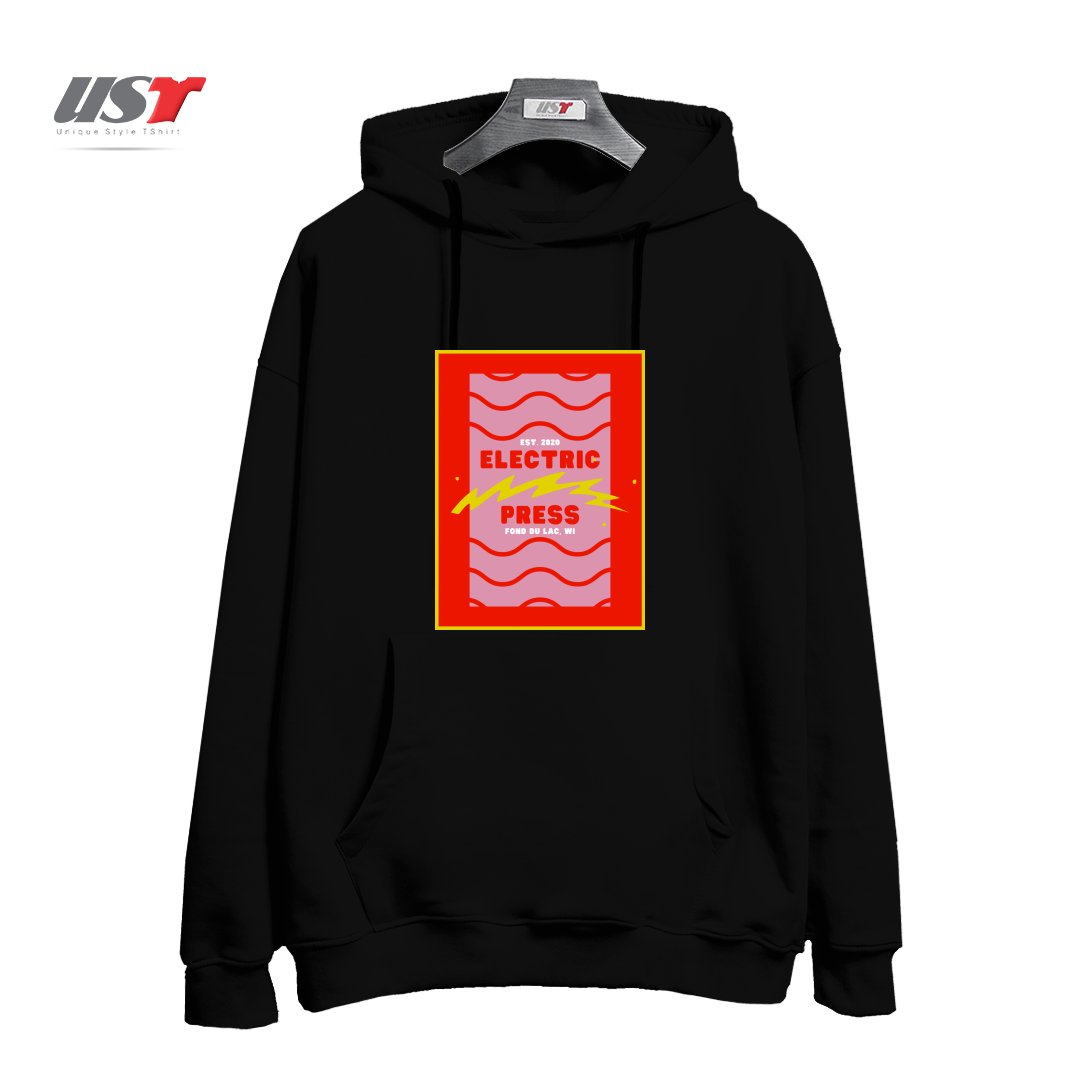 طرح ELECTRIC PRESS WAVE هودی اورسایزرنگ مشکی