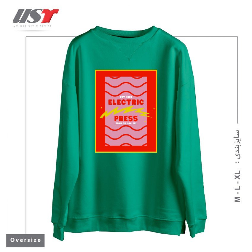 سوییشرت اورسایز طرح ELECTRIC PRESS WAVE