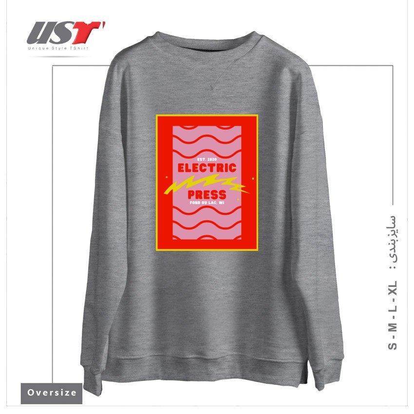 سوییشرت اورسایز طرح ELECTRIC PRESS WAVE
