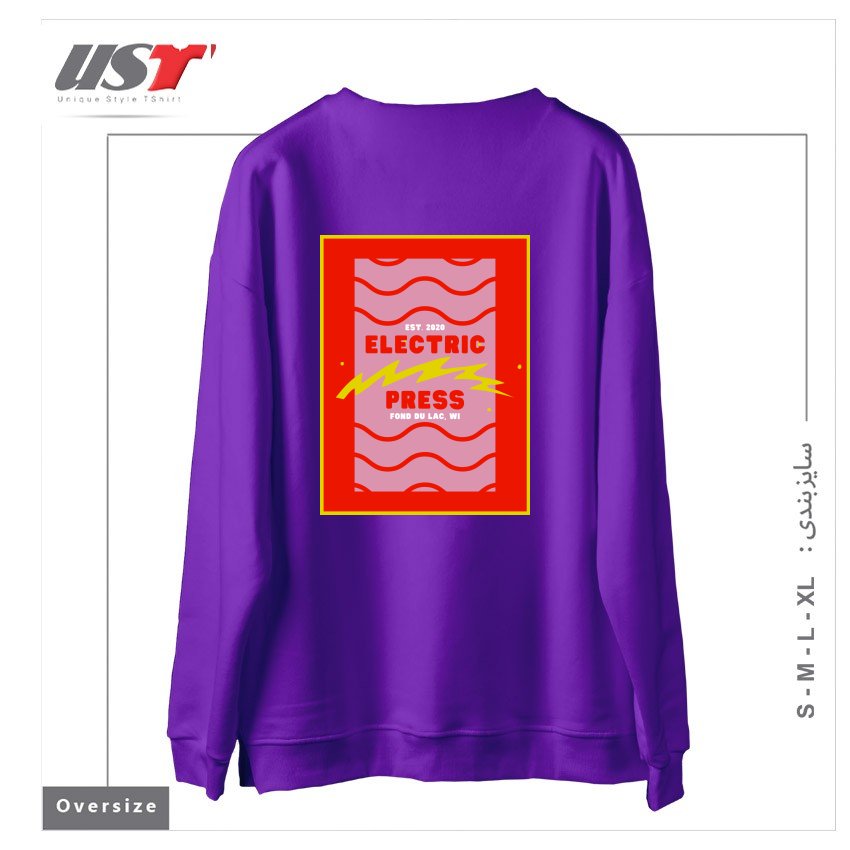 طرح ELECTRIC PRESS WAVE سوییشرت اورسایزرنگ بنفش