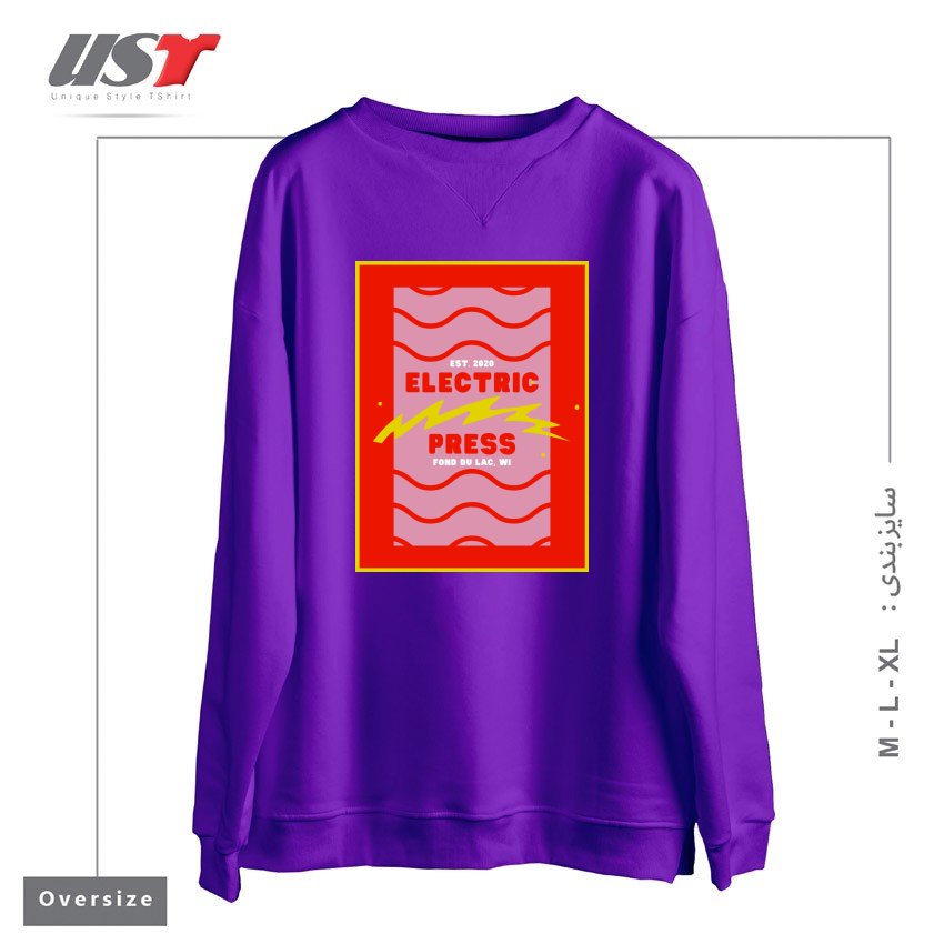 طرح ELECTRIC PRESS WAVE سوییشرت اورسایزرنگ بنفش