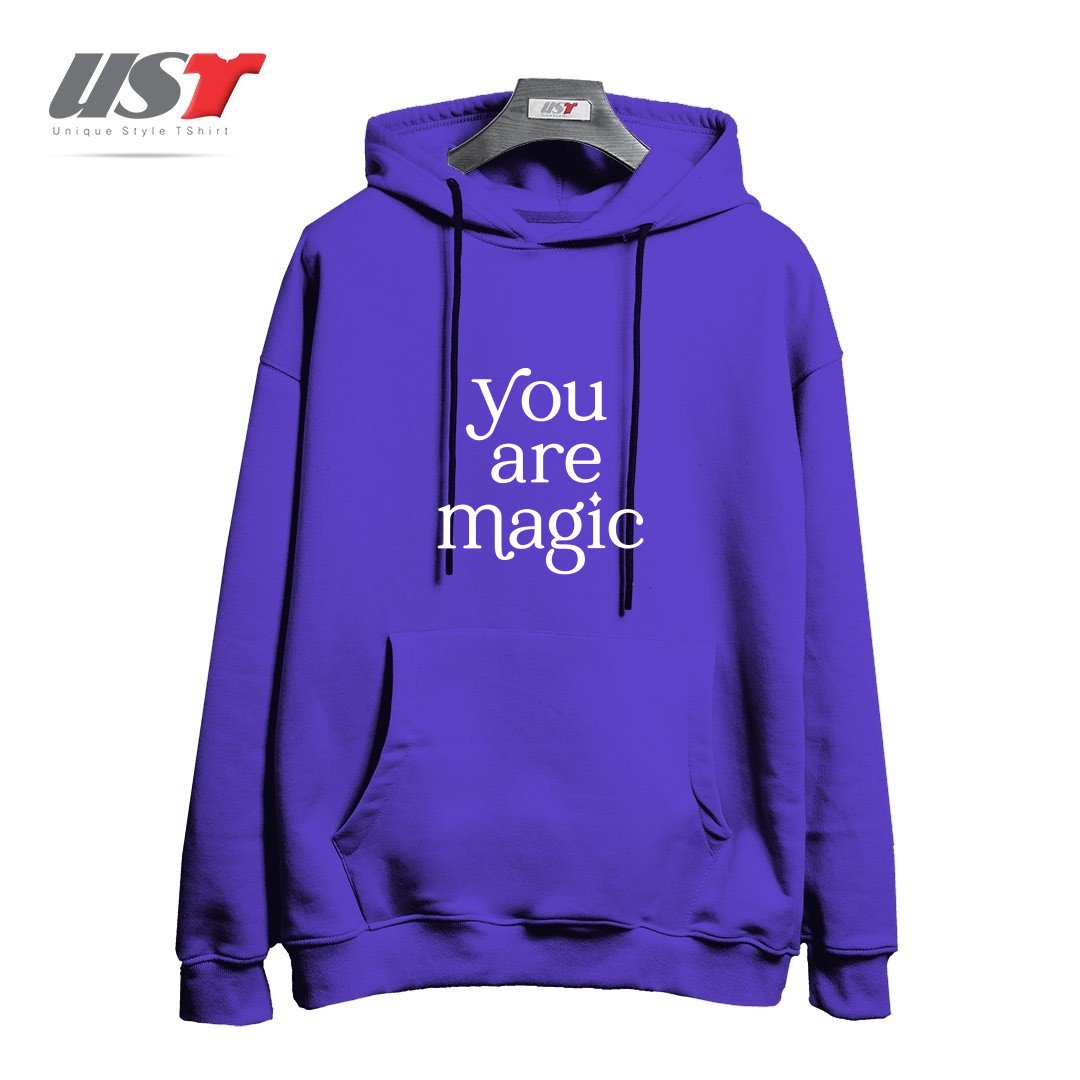 طرح YOU ARE MAGIC BLACK هودی اورسایزرنگ بنفش