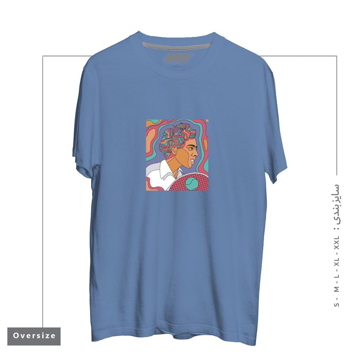 طرح ALTHEA GIBSON تیشرت اورسایزرنگ آبی نفتی