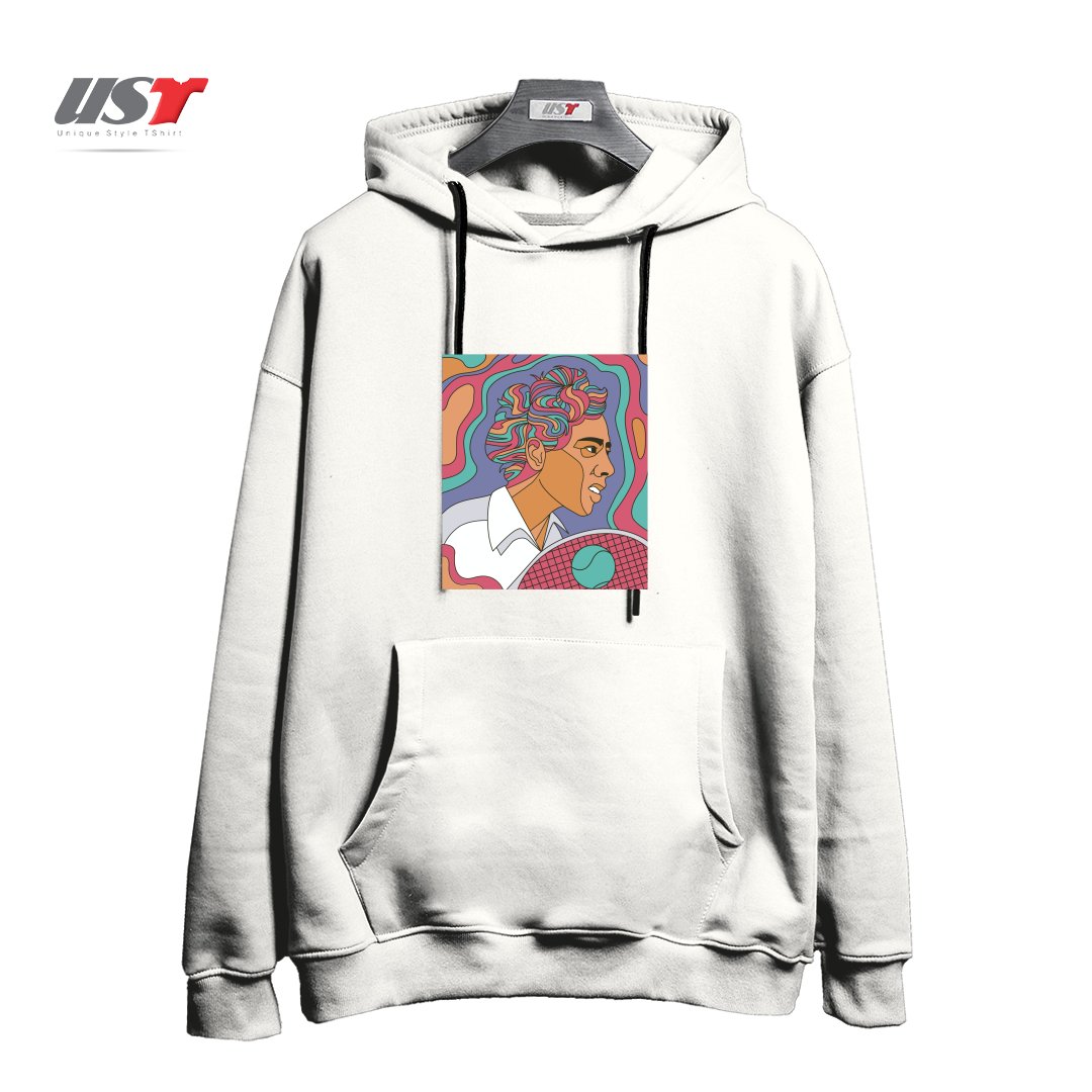 طرح ALTHEA GIBSON هودی اورسایزرنگ سفید