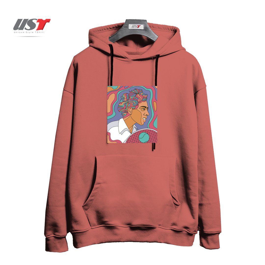 طرح ALTHEA GIBSON هودی اورسایزرنگ آجری