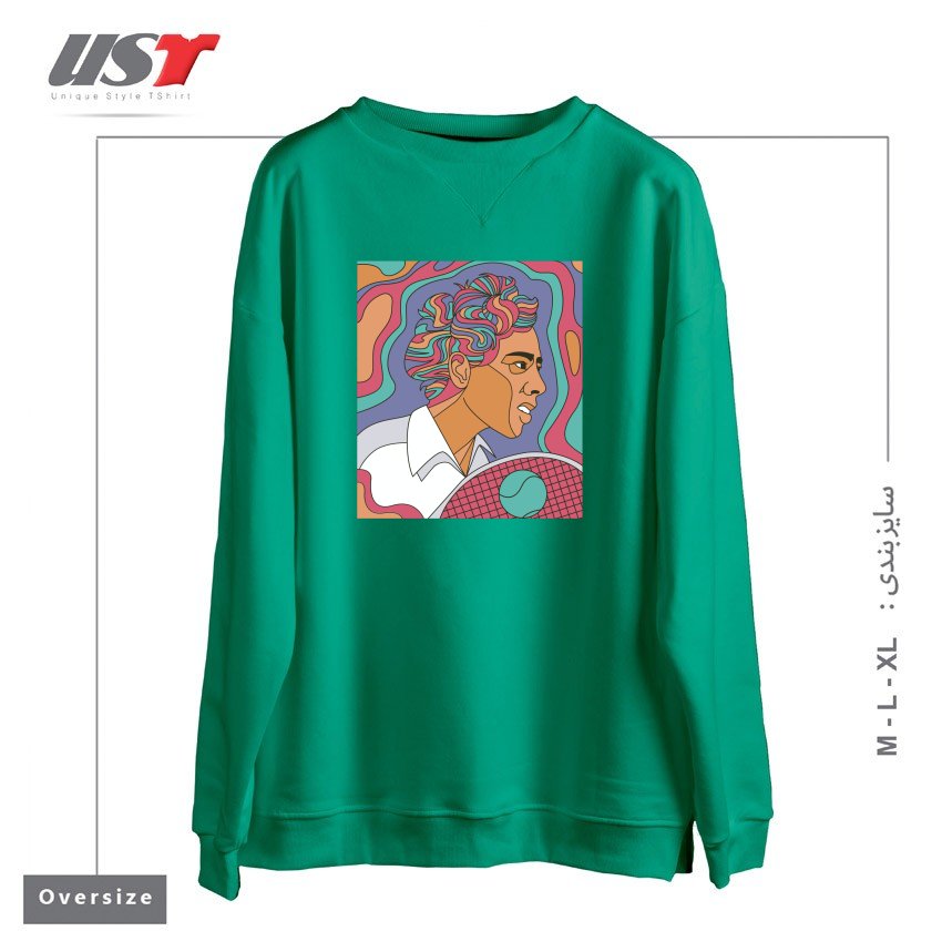 طرح ALTHEA GIBSON سوییشرت اورسایزرنگ سبز سدری