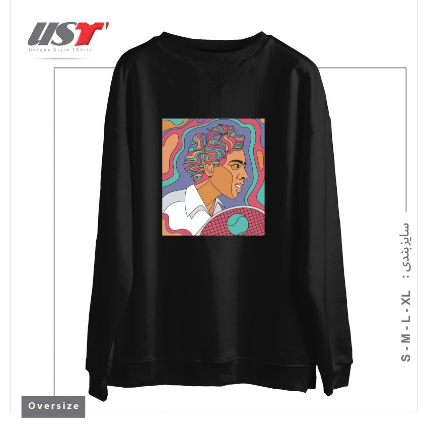 طرح ALTHEA GIBSON سوییشرت اورسایزرنگ مشکی