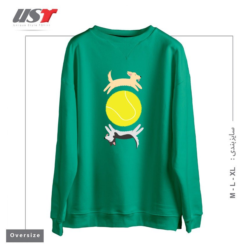 طرح BALL IS LIFE سوییشرت اورسایزرنگ سبز سدری