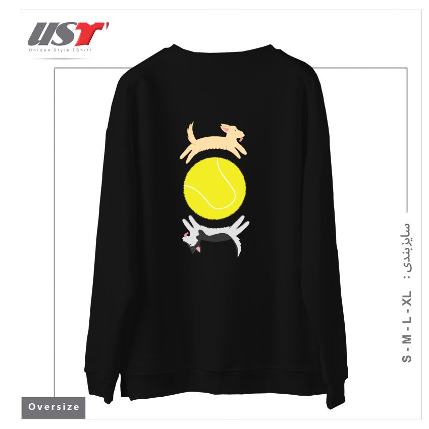 طرح BALL IS LIFE سوییشرت اورسایزرنگ مشکی