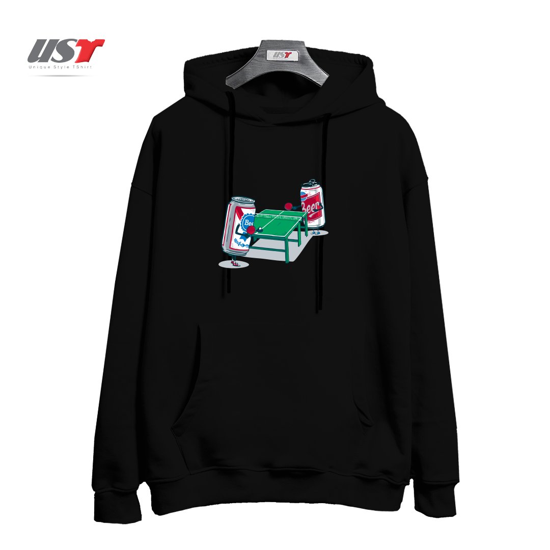 طرح BEER PONG هودی اورسایزرنگ مشکی