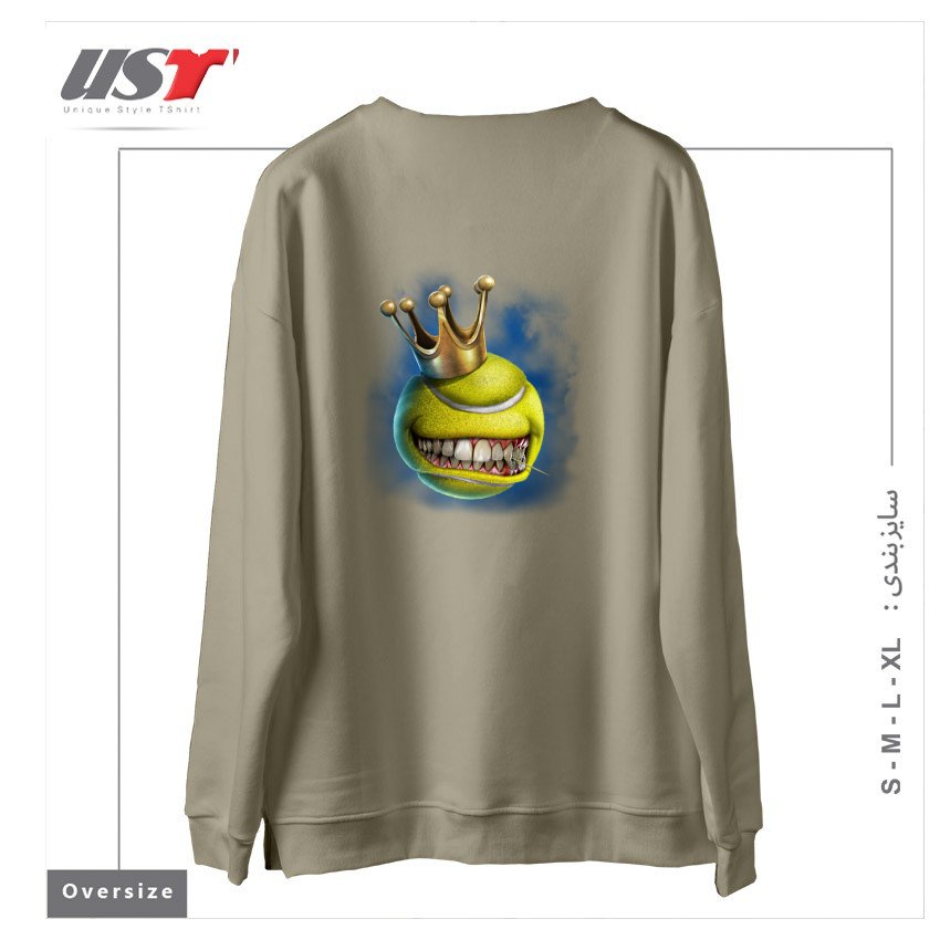 طرح CROWN TENNIS سوییشرت اورسایزرنگ نخودی