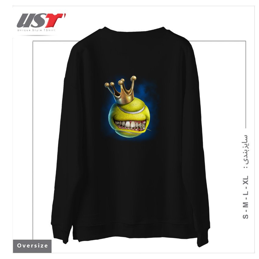 طرح CROWN TENNIS سوییشرت اورسایزرنگ مشکی