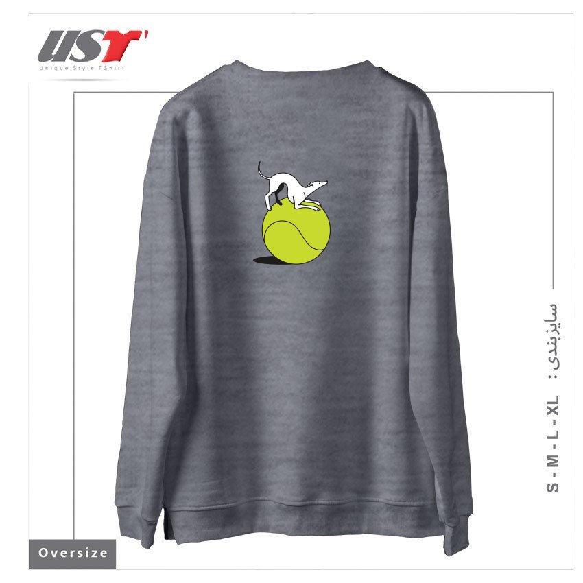 طرح FETCH سوییشرت اورسایزرنگ طوسی ملانژ