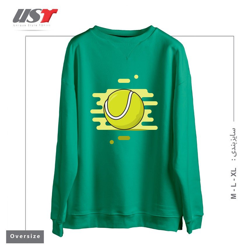 طرح GREEN TENNIS BALL سوییشرت اورسایزرنگ سبز سدری