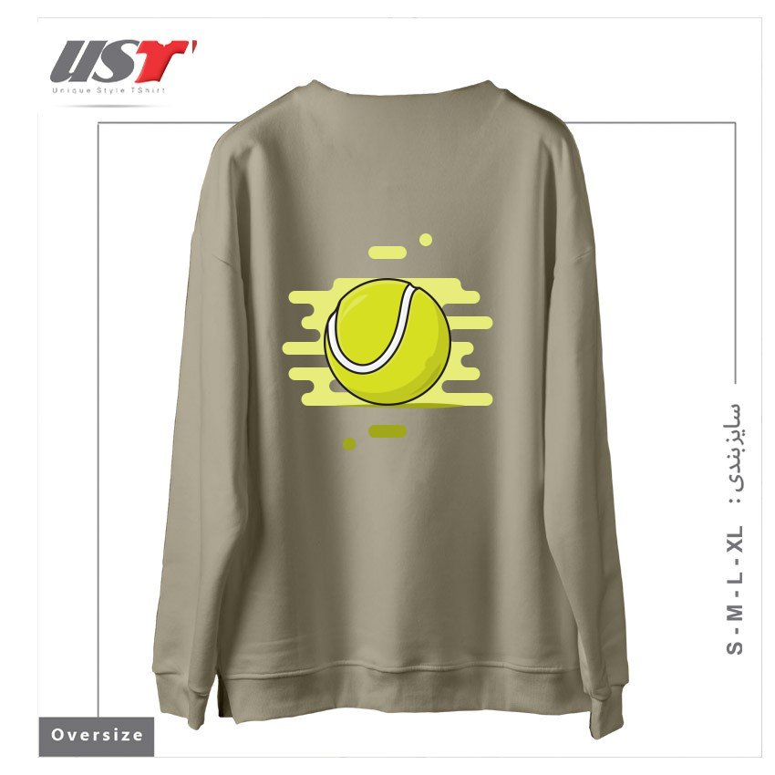 طرح GREEN TENNIS BALL سوییشرت اورسایزرنگ نخودی