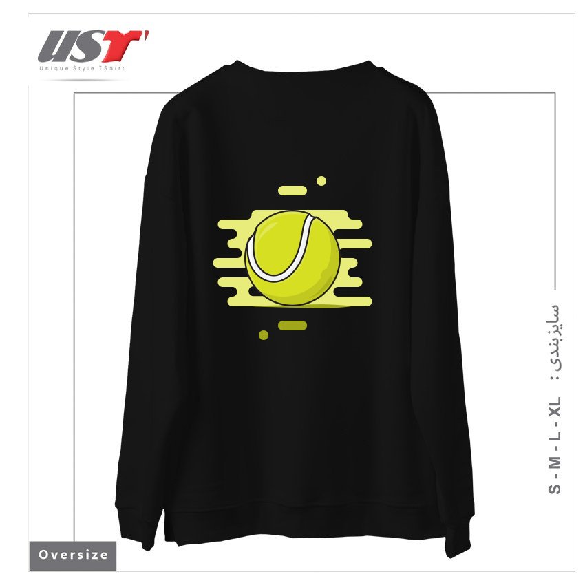 طرح GREEN TENNIS BALL سوییشرت اورسایزرنگ مشکی