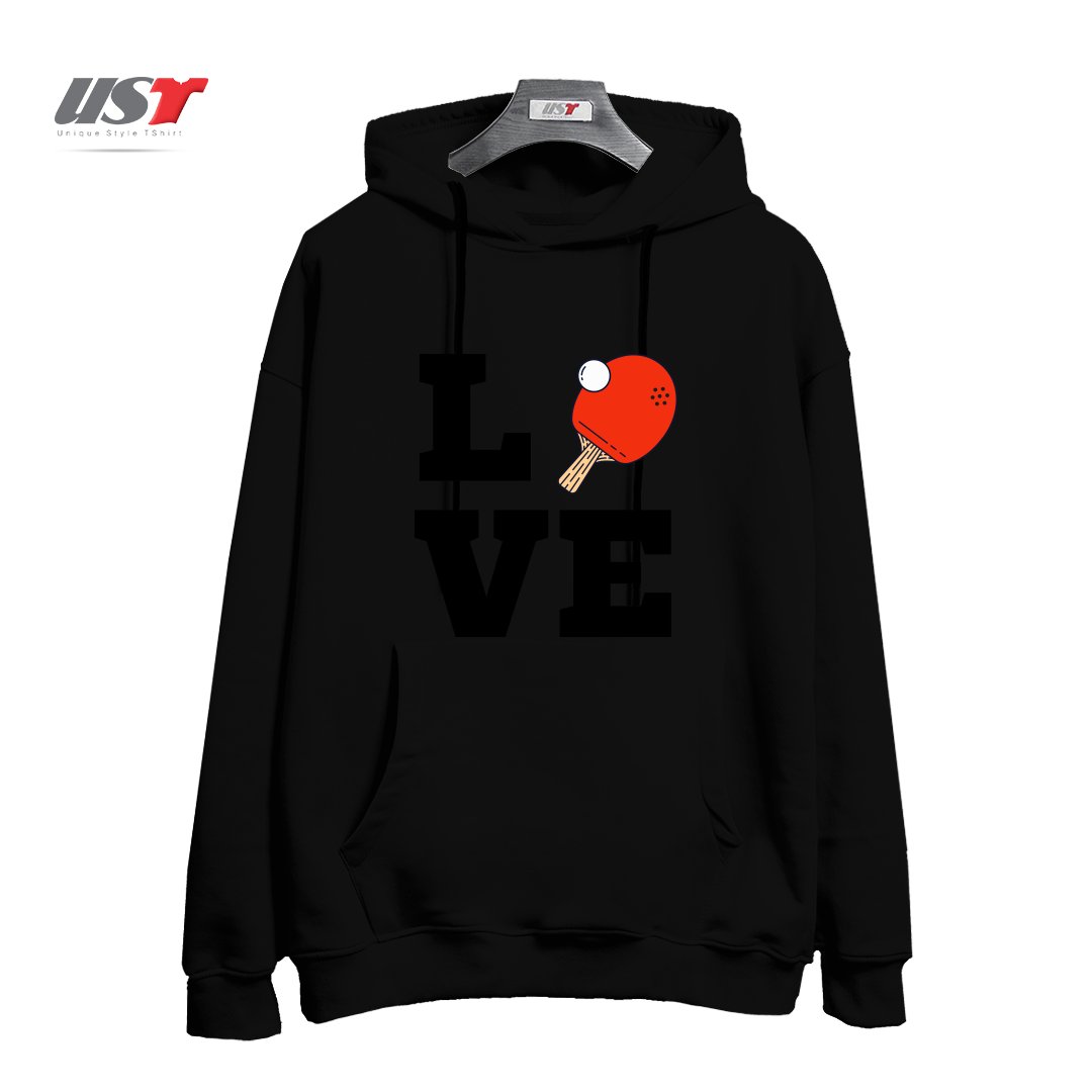 هودی اورسایز طرح I LOVE PING PONG RED - PINGPONG TABLE TENNIS PLAYER ATHLETE SPORTS LOVER