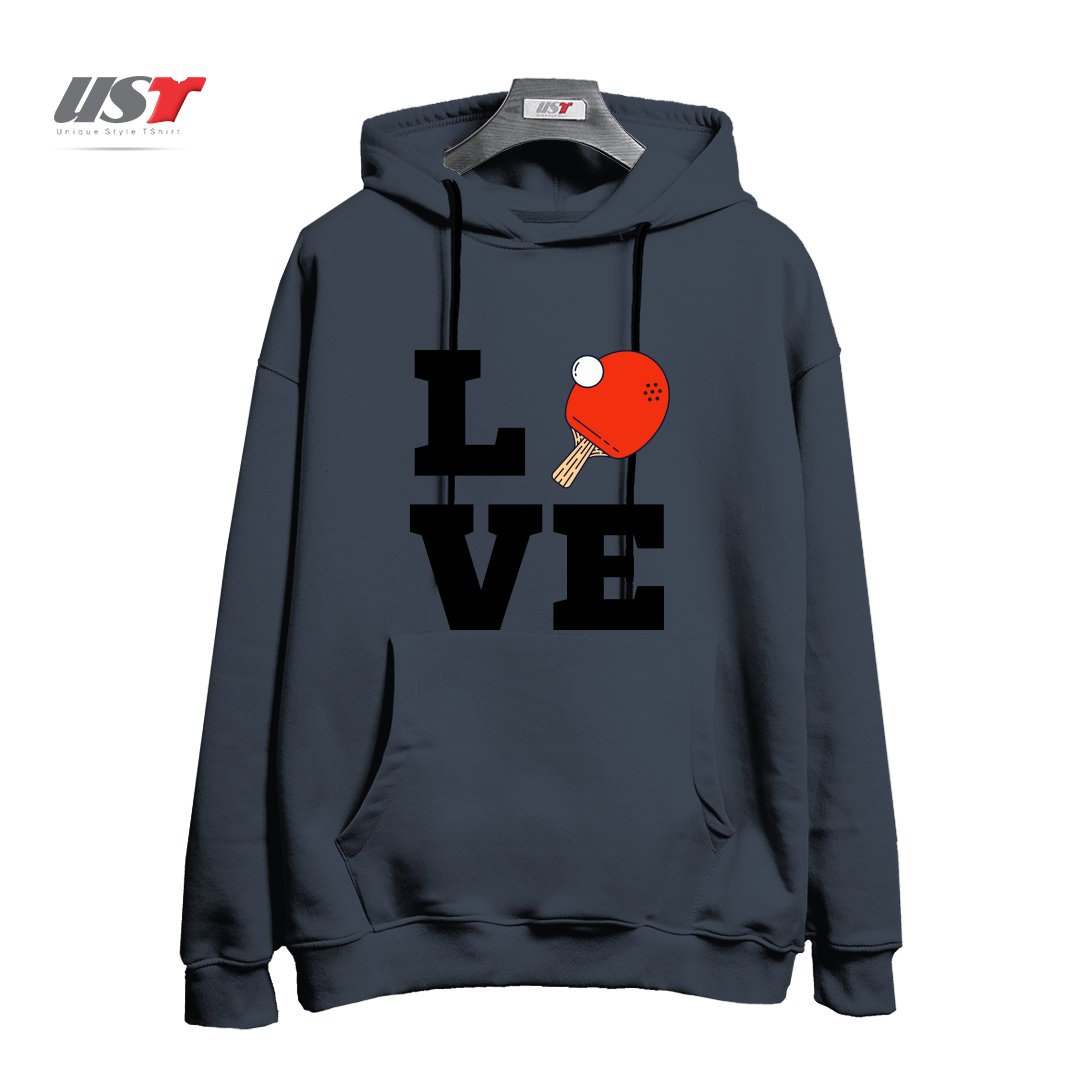 طرح I LOVE PING PONG RED - PINGPONG TABLE TENNIS PLAYER ATHLETE SPORTS LOVER هودی اورسایزرنگ دودی