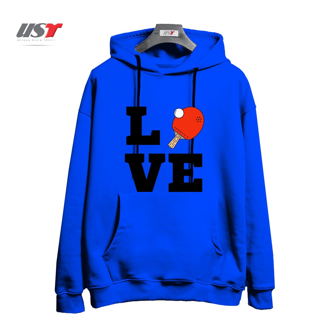 هودی اورسایز طرح I LOVE PING PONG RED - PINGPONG TABLE TENNIS PLAYER ATHLETE SPORTS LOVER