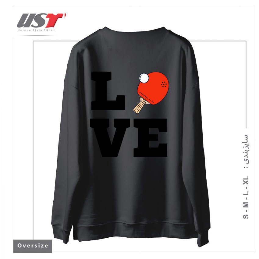 طرح I LOVE PING PONG RED - PINGPONG TABLE TENNIS PLAYER ATHLETE SPORTS LOVER سوییشرت اورسایزرنگ دودی