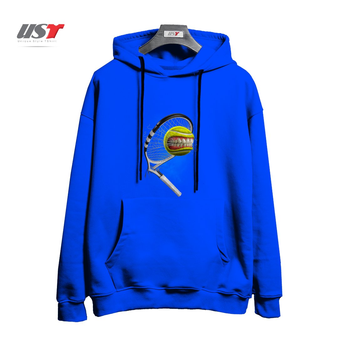 طرح MONSTER TENNIS هودی اورسایزرنگ آبی شالی
