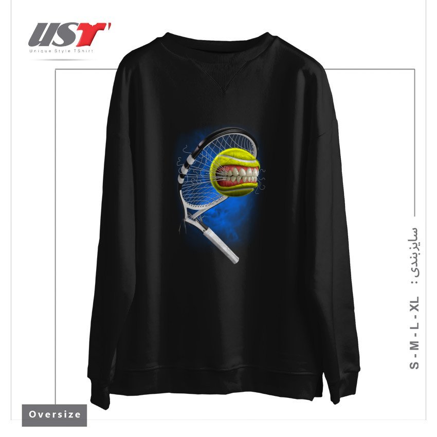 طرح MONSTER TENNIS سوییشرت اورسایزرنگ مشکی