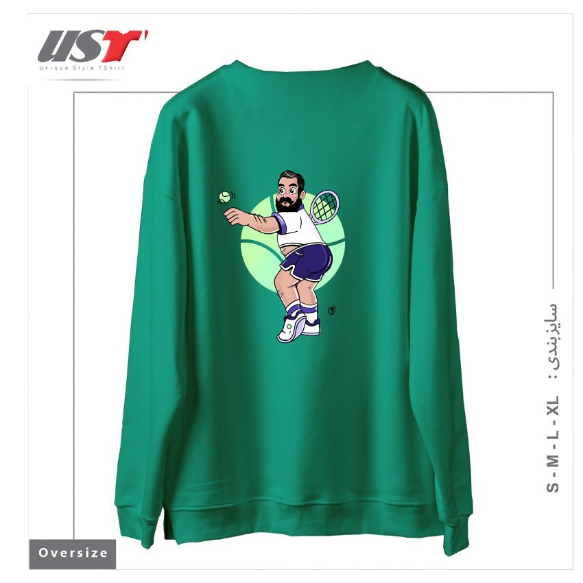 طرح RACQUET MAN سوییشرت اورسایزرنگ سبز سدری