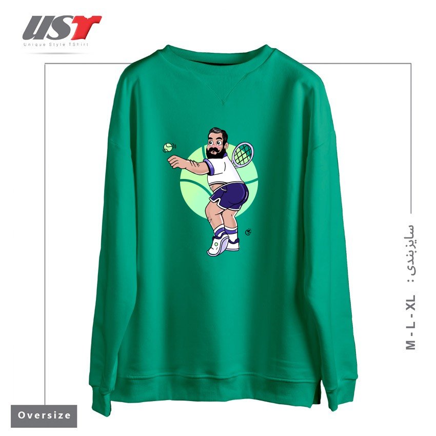 طرح RACQUET MAN سوییشرت اورسایزرنگ سبز سدری