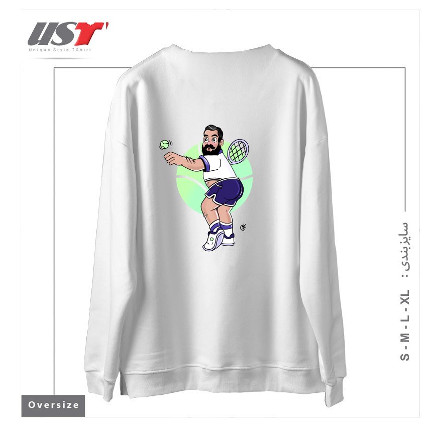 طرح RACQUET MAN سوییشرت اورسایزرنگ سفید